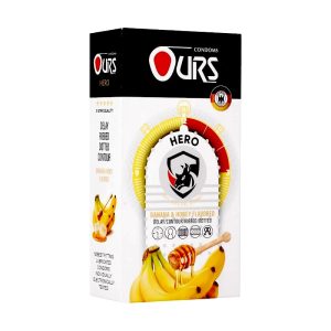 کاندوم عسلی (اسانس عسل و موز) برند اورز OURS بسته 12 عددی